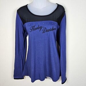Harley D. Purple w/sheer black mesh shoulders&black beaded front MD Harley Small